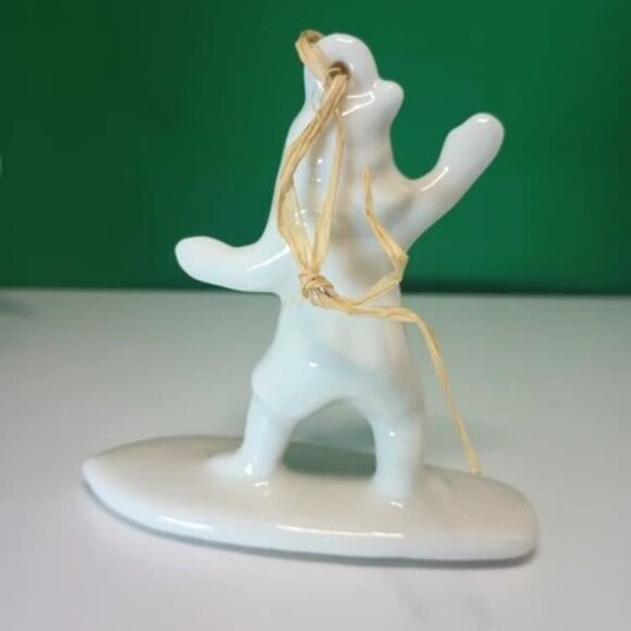 Rare Peter Okumoto Porcelain Hawaii Plumeria Dolphin + Surfing Santa Signed - Picture 5 of 13